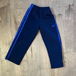 Adidas Kids' Dark Blue Joggers with Bright Blue Accents